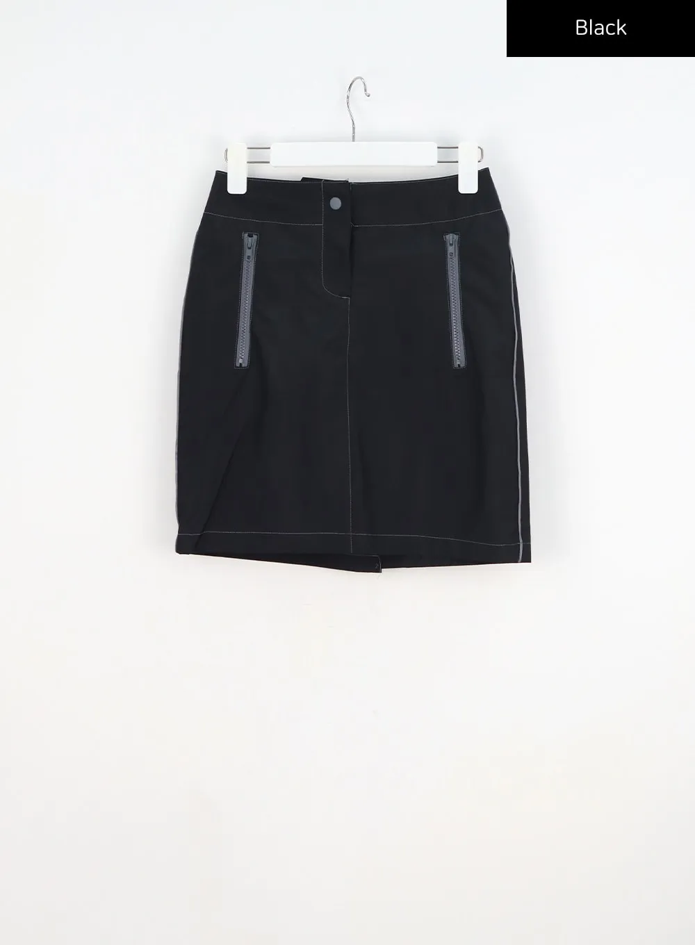 Zip-Up Pocket Midi Skirt CY310